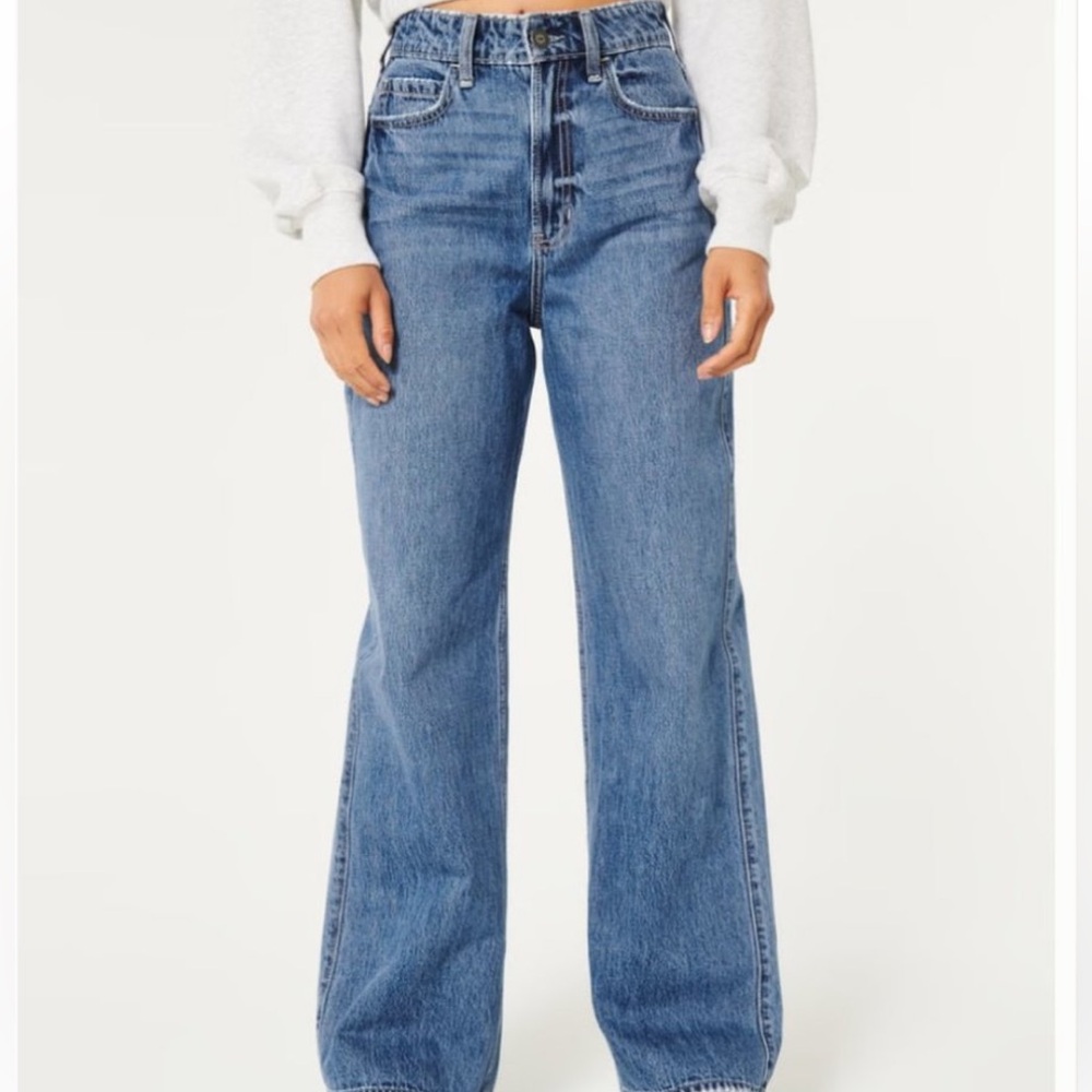 Hollister California Ultra High-Rise Baggy Blue Flare Women's Jeans